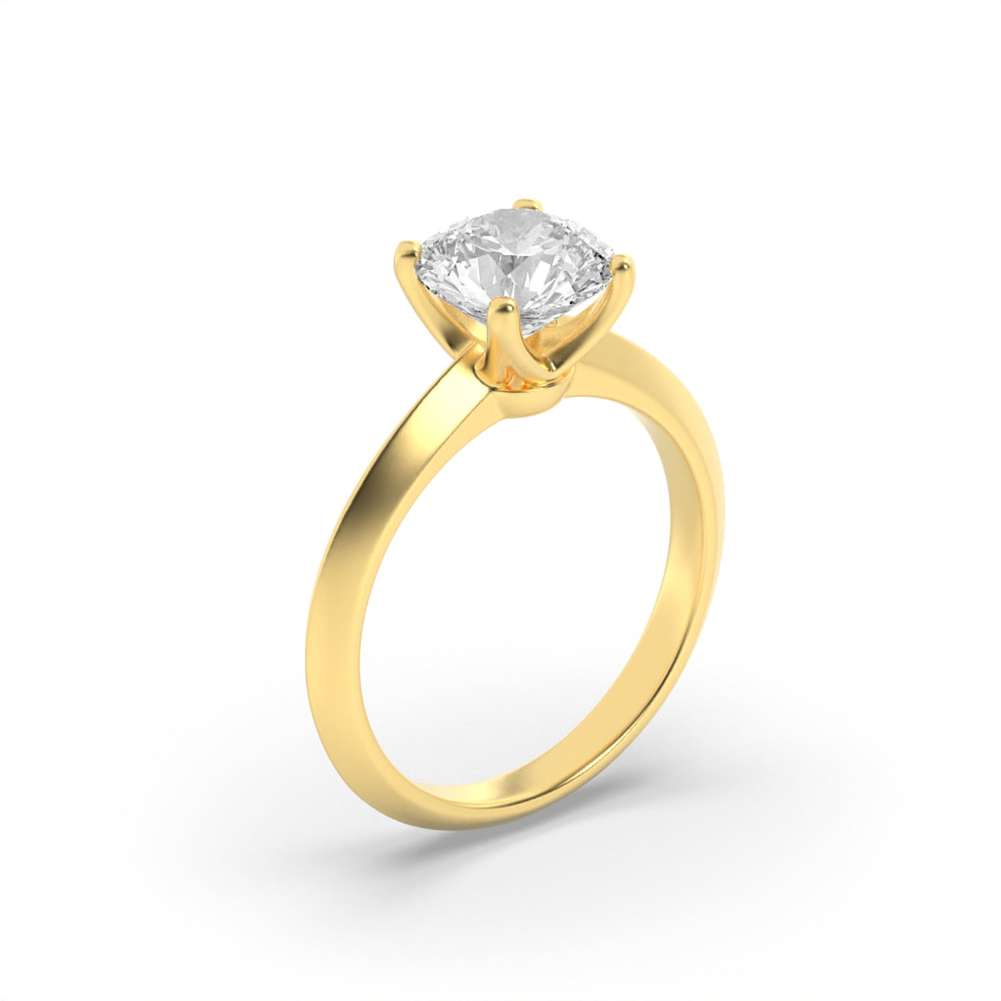 1Cttw Round Shaped Lab Grown Diamond (F/VS) KnifeEdge Shank Solitaire Engagement Ring in 14K Gold