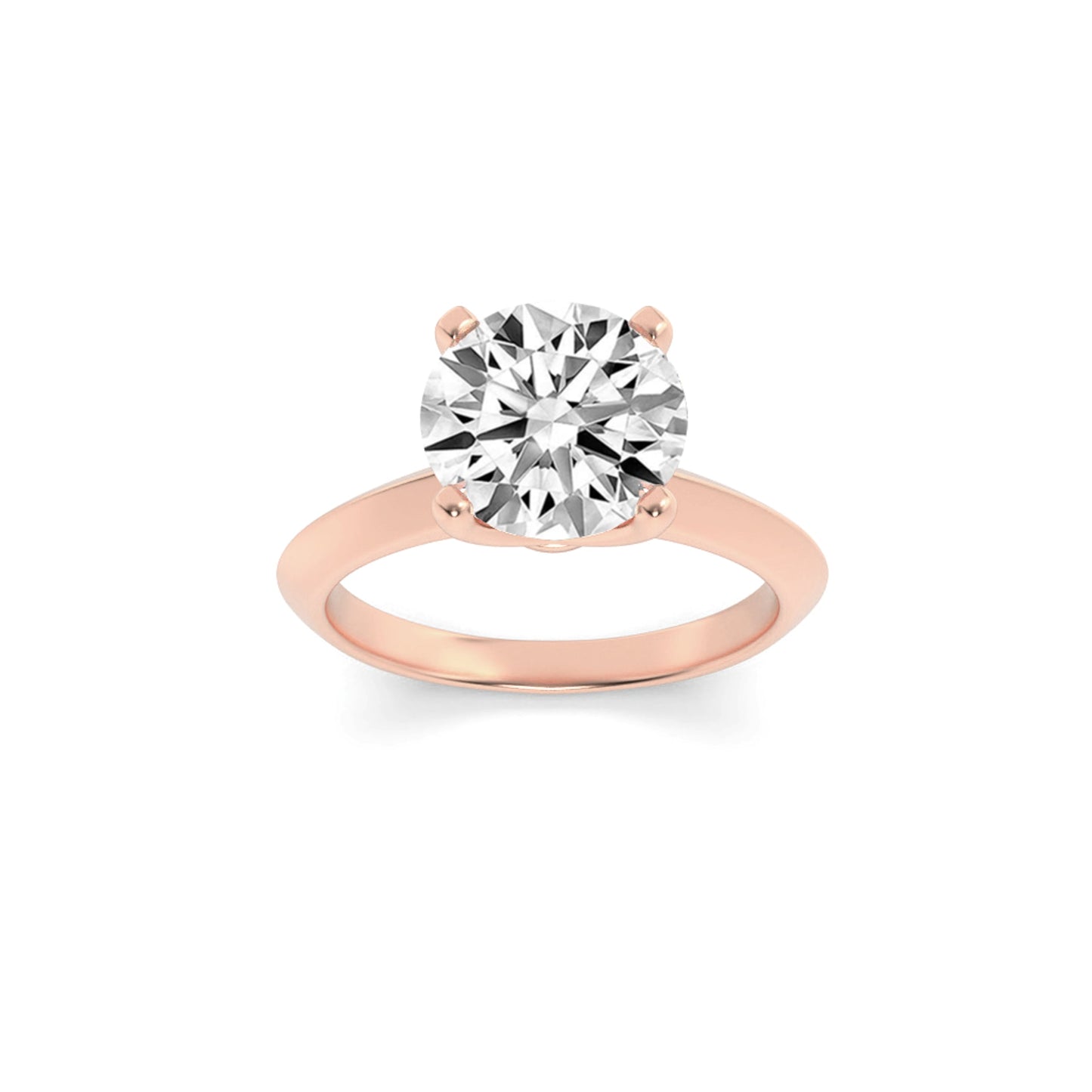 2Cttw Round Shaped Lab Grown Diamond (F/VVS) Knife Edge Shank Solitaire Engagement Ring in 14K Gold