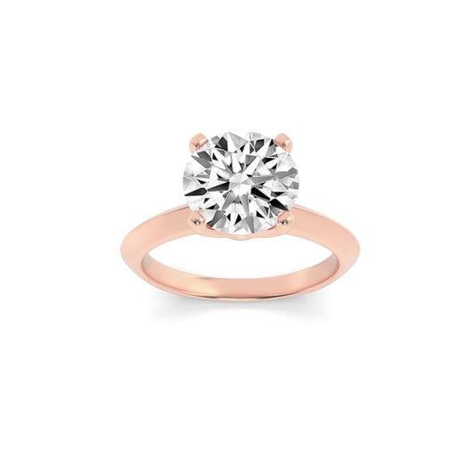 2Cttw Round Shaped Lab Grown Diamond (F/VVS) Knife Edge Shank Solitaire Engagement Ring in 14K Gold