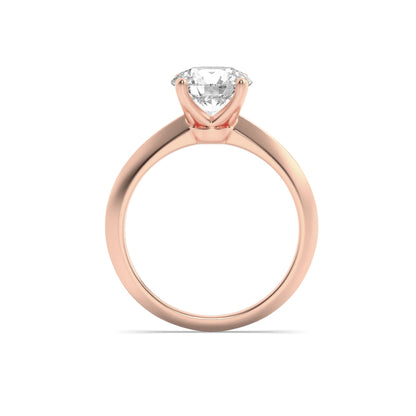 2Cttw Round Shaped Lab Grown Diamond (F/VVS) Knife Edge Shank Solitaire Engagement Ring in 14K Gold