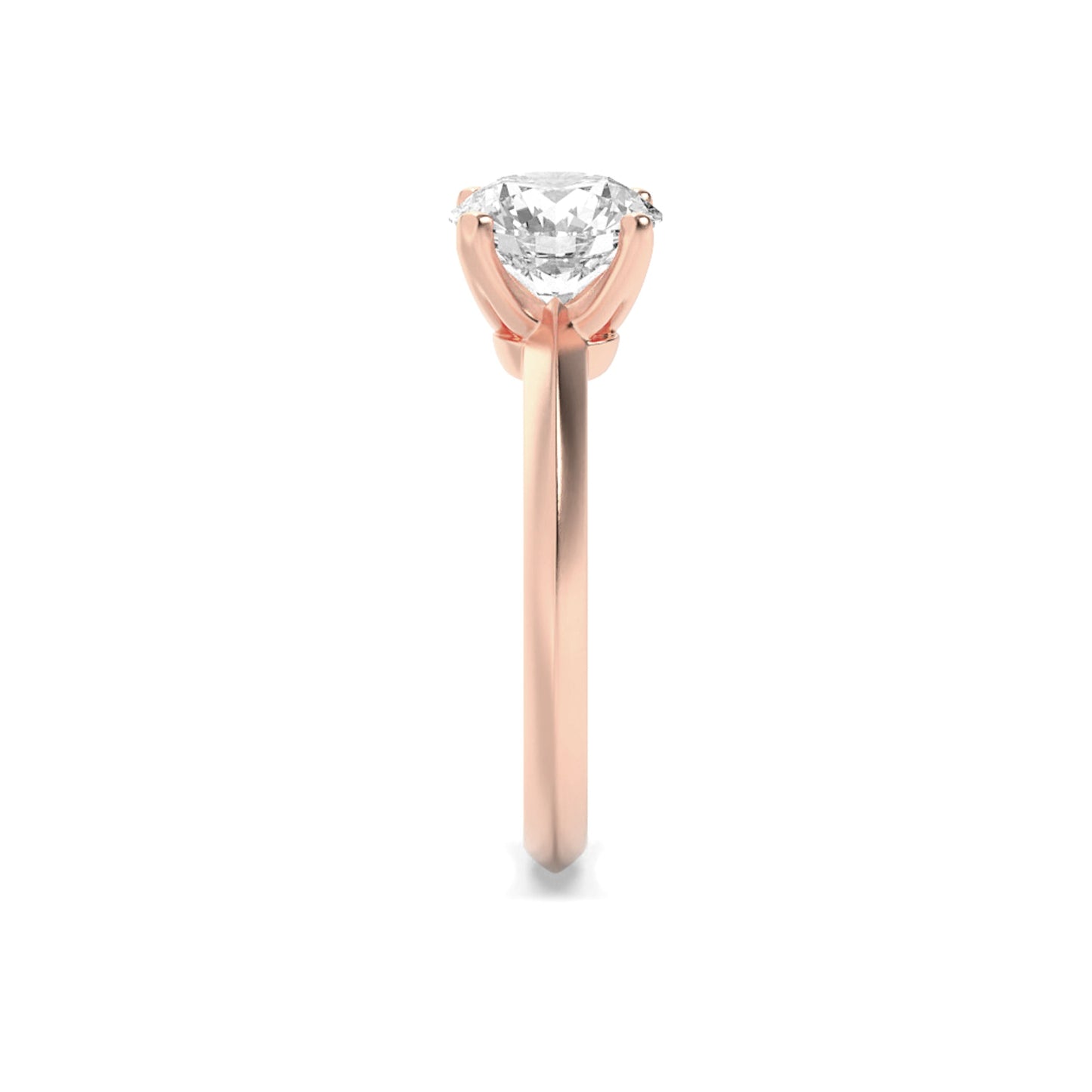 2Cttw Round Shaped Lab Grown Diamond (F/VVS) Knife Edge Shank Solitaire Engagement Ring in 14K Gold