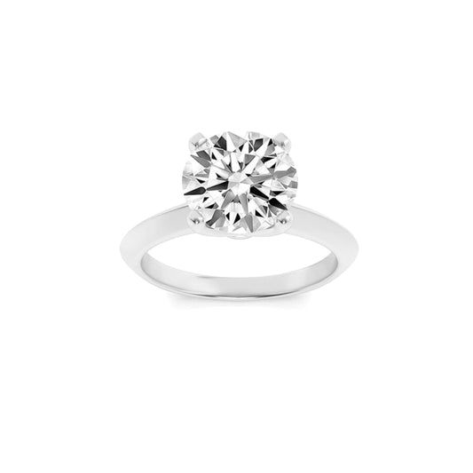 3Cttw Round Shaped Lab Grown Diamond (F/VS) Knife Edge Shank Solitaire Engagement Ring in 14K Gold