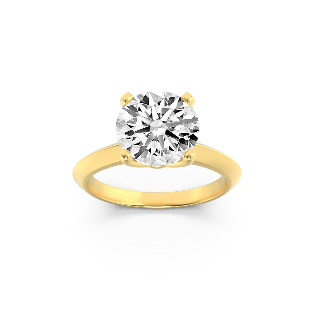 3Cttw Round Shaped Lab Grown Diamond (F/VS) KnifeEdge Shank Solitaire Engagement Ring in 14K Gold
