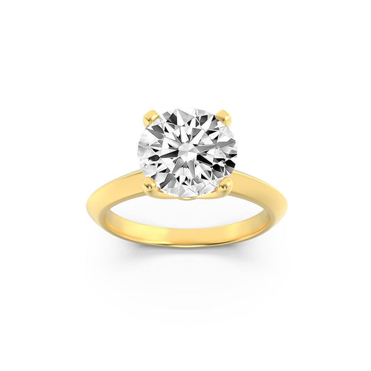 3Cttw Round Shaped Lab Grown Diamond (F/VS) KnifeEdge Shank Solitaire Engagement Ring in 14K Gold