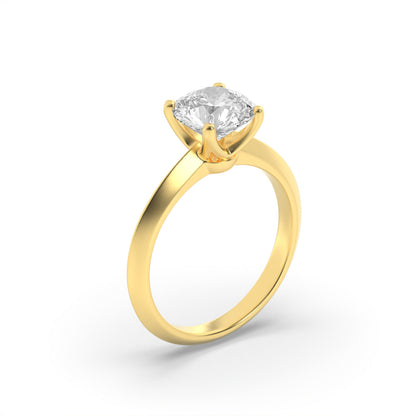 3Cttw Round Shaped Lab Grown Diamond (F/VS) KnifeEdge Shank Solitaire Engagement Ring in 14K Gold