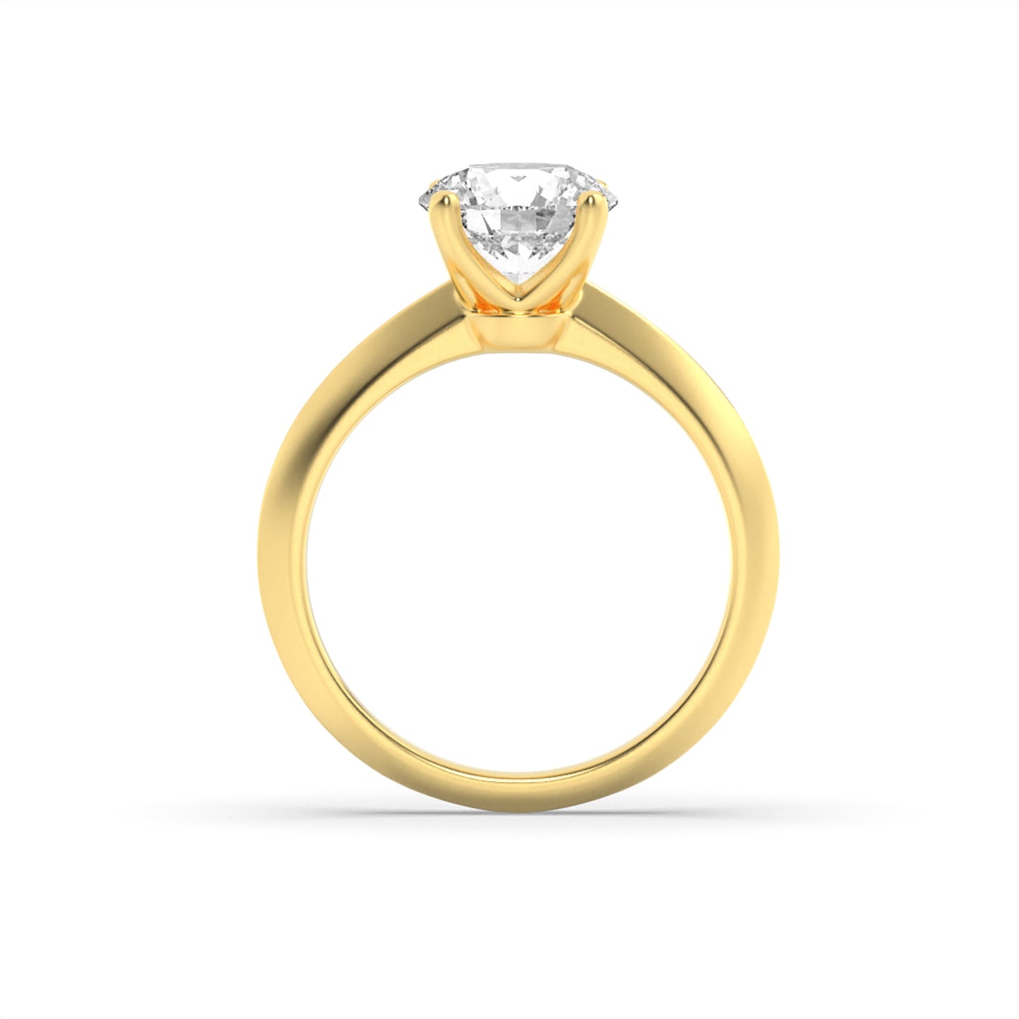 3Cttw Round Shaped Lab Grown Diamond (F/VS) KnifeEdge Shank Solitaire Engagement Ring in 14K Gold