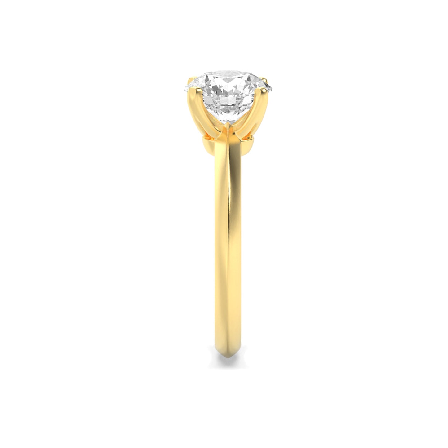 3Cttw Round Shaped Lab Grown Diamond (F/VS) KnifeEdge Shank Solitaire Engagement Ring in 14K Gold
