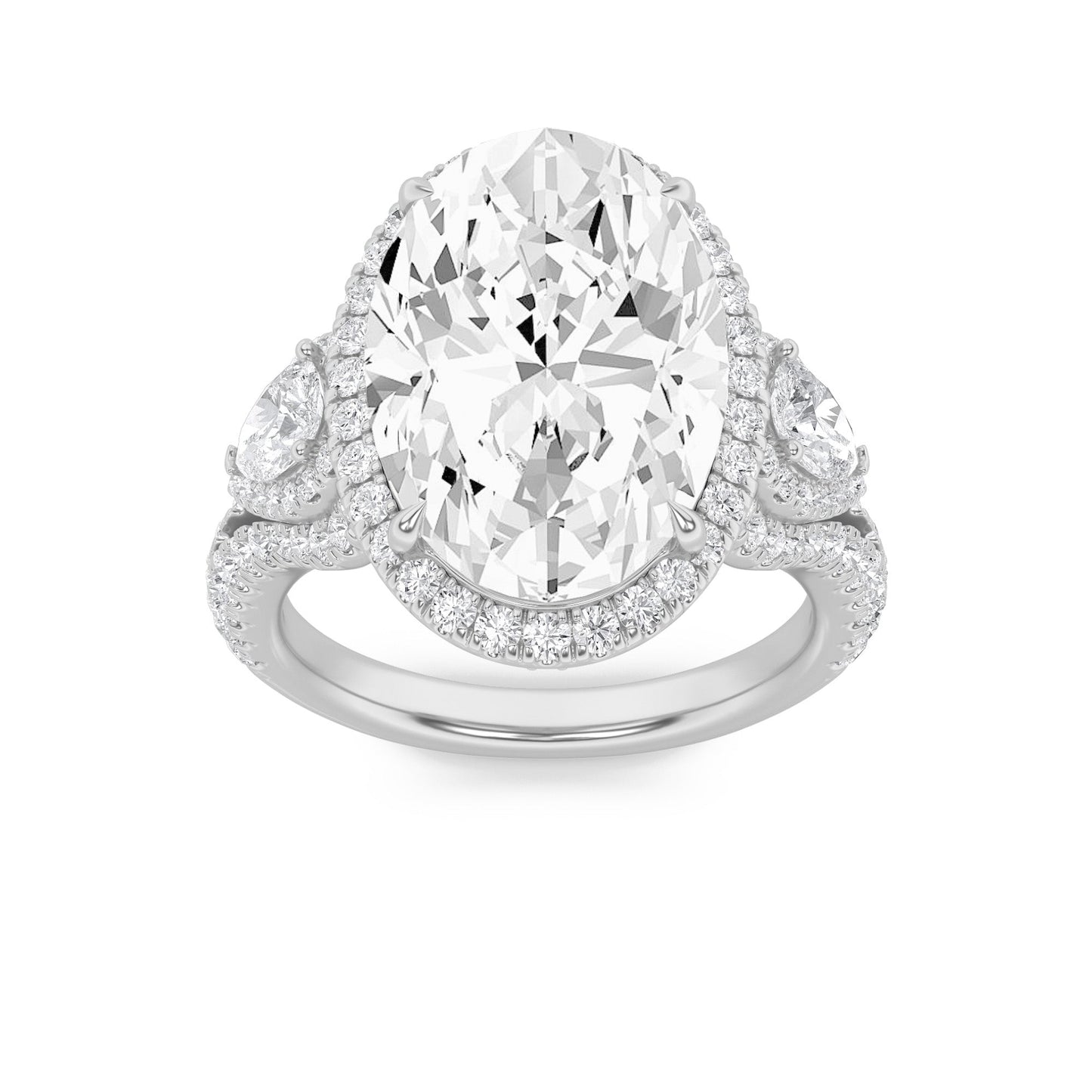 7.25Cttw Oval Shaped Lab Grown Diamond (F/VS) BoldAccented Engagement Ring in 14K Gold