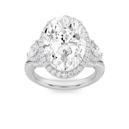7.25Cttw Oval Shaped Lab Grown Diamond (F/VS) BoldAccented Engagement Ring in 14K Gold