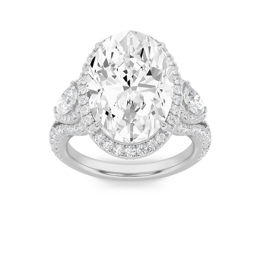 7.25Cttw Oval Shaped Lab Grown Diamond (F/VS) BoldAccented Engagement Ring in 14K Gold