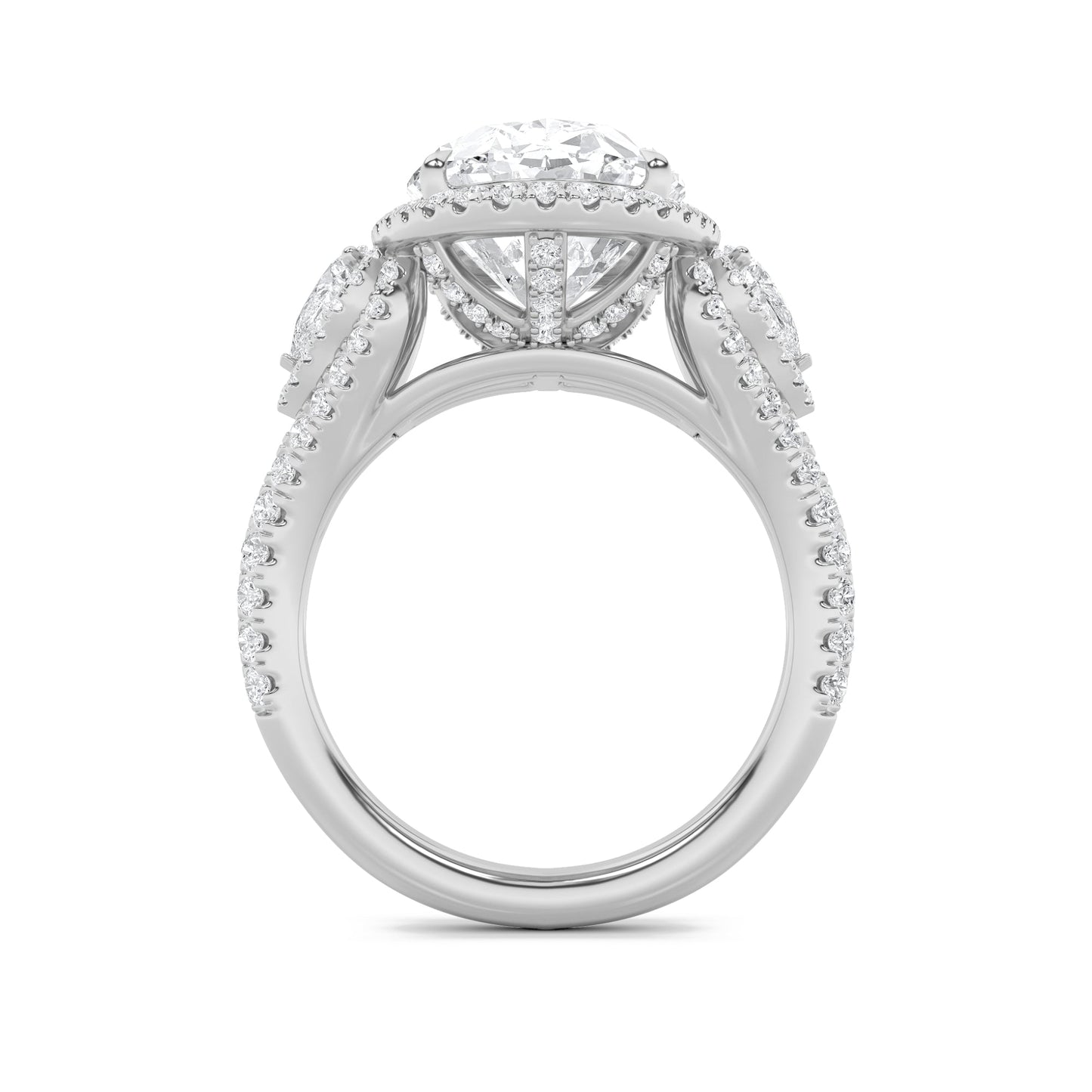 7.25Cttw Oval Shaped Lab Grown Diamond (F/VS) BoldAccented Engagement Ring in 14K Gold
