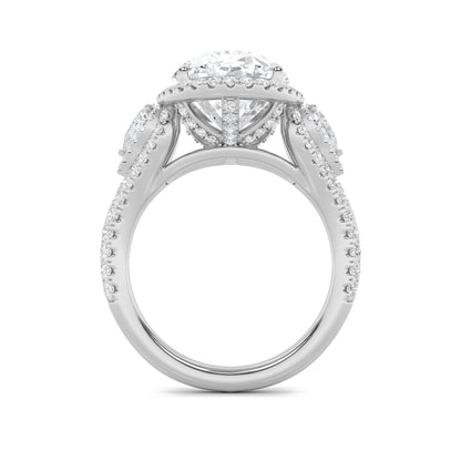 7.25Cttw Oval Shaped Lab Grown Diamond (F/VS) BoldAccented Engagement Ring in 14K Gold