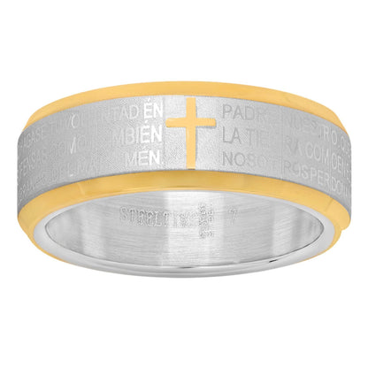 Two-Tone Lord's Prayer Ring in Spanish