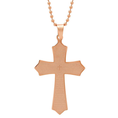Stainless Steel Our Father Cross Pendant