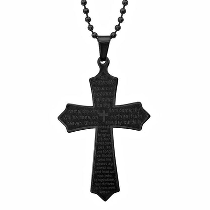 Stainless Steel Our Father Cross Pendant