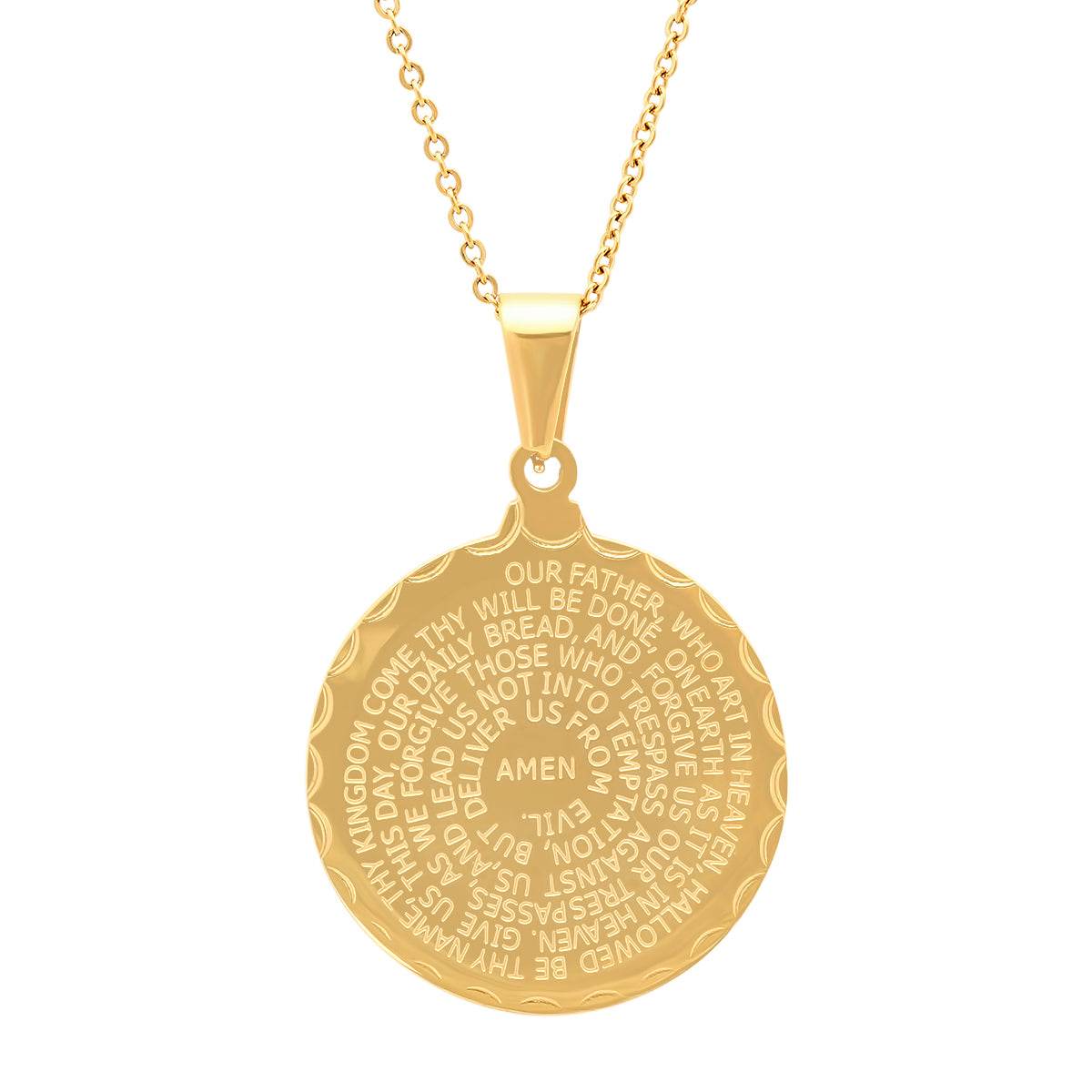 Ladies Double Sided Stainless Steel Lord's Prayer And Serenity Prayer Pendant.
