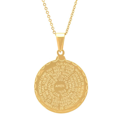 Ladies Double Sided Stainless Steel Lord's Prayer And Serenity Prayer Pendant.