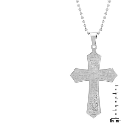 Double Sided Prayer Our Father Lord's Prayer And Serenity Prayer Cross Pendant