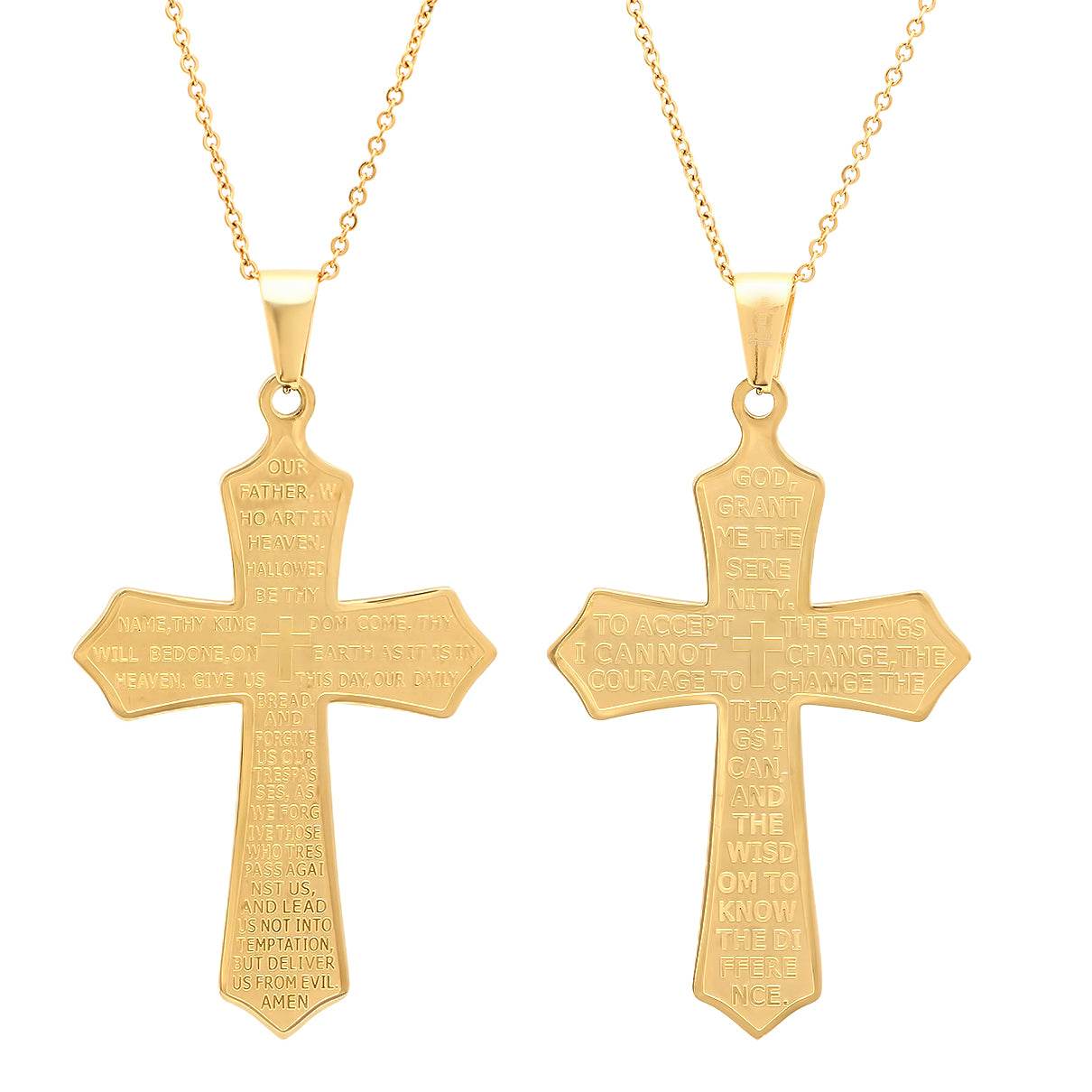Double Sided Prayer Our Father Lord's Prayer And Serenity Prayer Cross Pendant