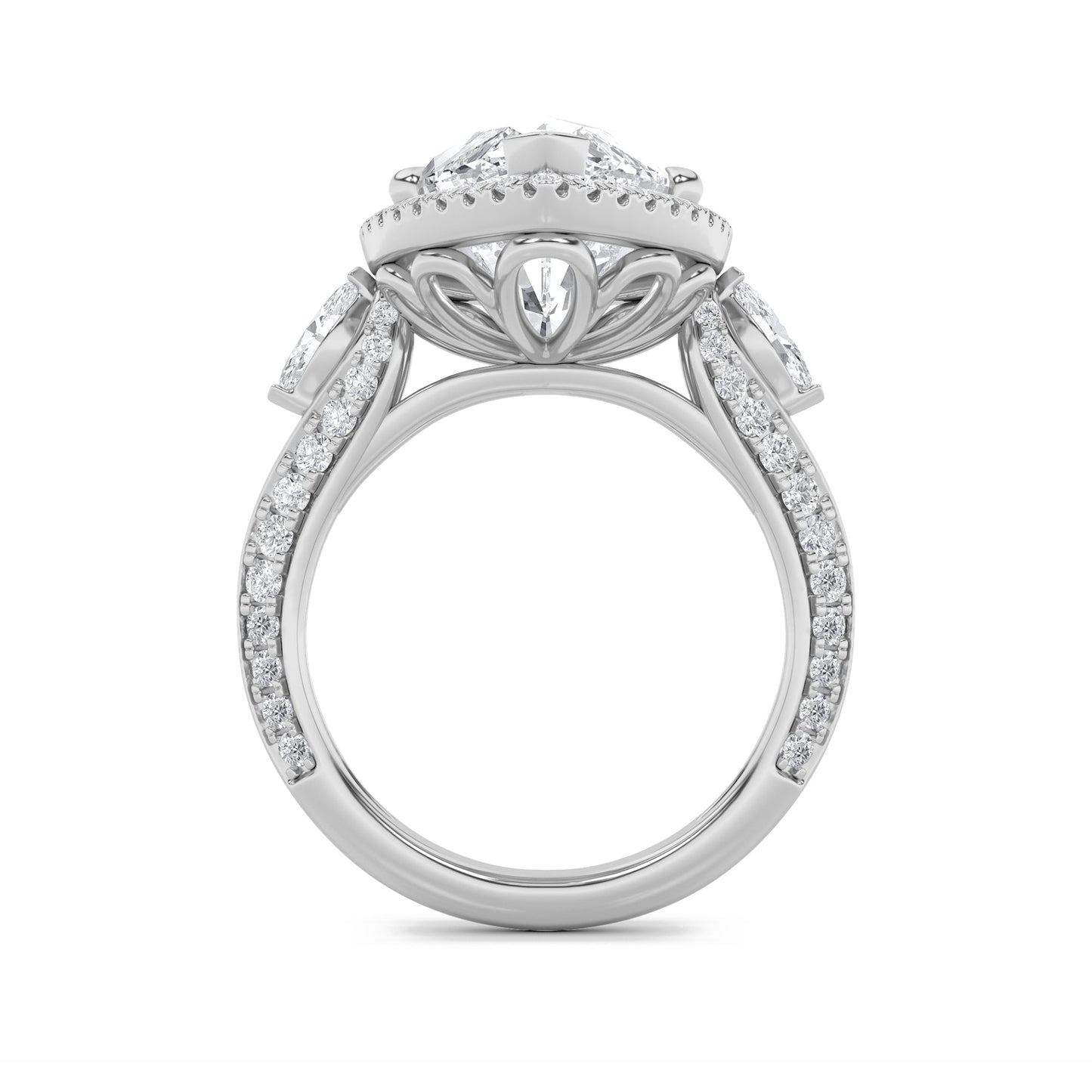 9Cttw Marquise Shaped Lab Grown Diamond (F/VS) Bold Statement Accented  Ring in 14K Gold