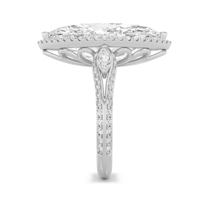 9Cttw Marquise Shaped Lab Grown Diamond (F/VS) Bold Statement Accented  Ring in 14K Gold
