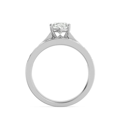 2Cttw Oval Shaped Lab Grown Diamond (F/VS) ChannelSet Bridal Engagement Ring in 14K Gold