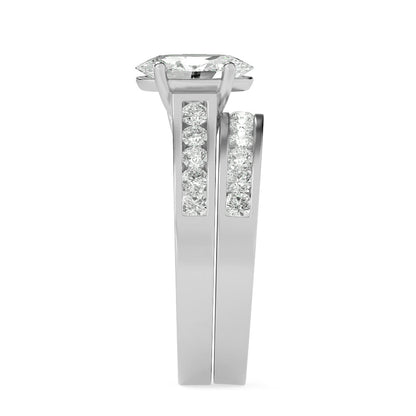 2Cttw Oval Shaped Lab Grown Diamond (F/VS) ChannelSet Bridal Engagement Ring in 14K Gold