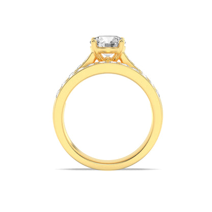 2Cttw Round Shaped Lab Grown Diamond (F/VS) Channel Set Bridal Engagement Ring in 14K Gold