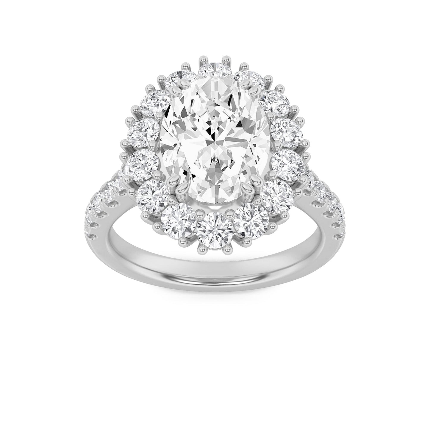 4Cttw Oval Shaped Lab Grown Diamond (F/VS) Bold Classic Engagement Ring in 14K Gold