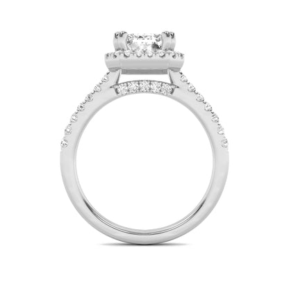 2.5Cttw Emerald Shaped Lab Grown Diamond (F/VS) Halo Accented Engagement Ring in 14K Gold