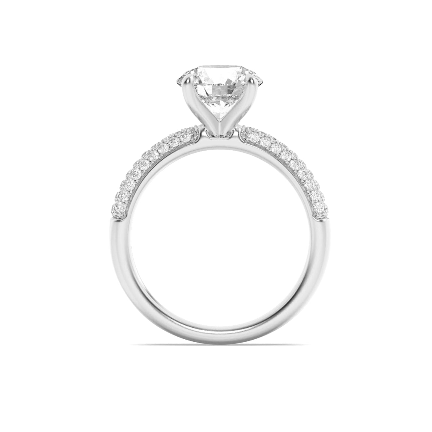 2.5Cttw Round Shaped Lab Grown Diamond (F/VS) Three Row Micro Pave Engagement Ring in 14K Gold