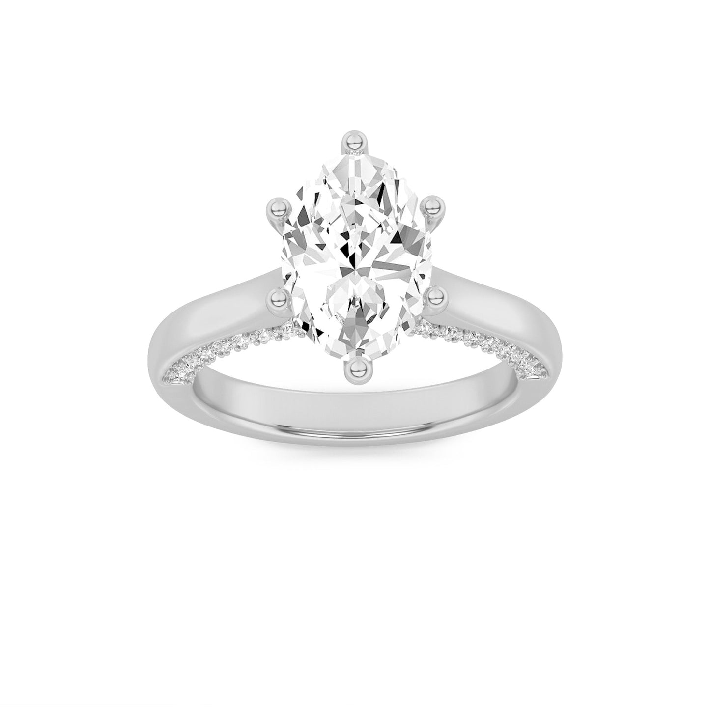 2Cttw Oval Shaped Lab Grown Diamond (F/VS) Tulip Motif Accented Engagement Ring in 14K Gold