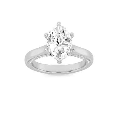 2Cttw Oval Shaped Lab Grown Diamond (F/VS) Tulip Motif Accented Engagement Ring in 14K Gold