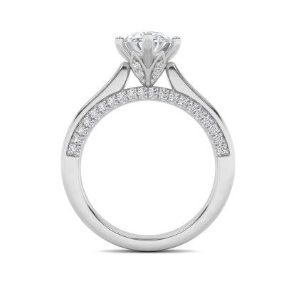 2Cttw Oval Shaped Lab Grown Diamond (F/VS) Tulip Motif Accented Engagement Ring in 14K Gold
