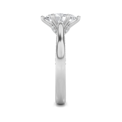 2Cttw Oval Shaped Lab Grown Diamond (F/VS) Tulip Motif Accented Engagement Ring in 14K Gold