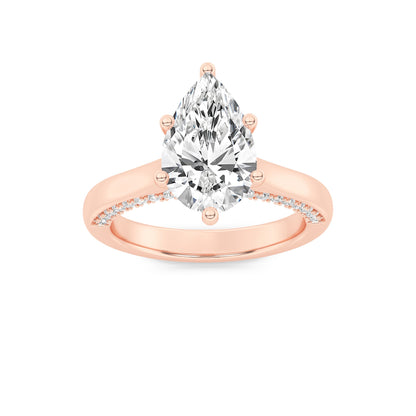 1.25Cttw Pear Shaped Lab Grown Diamond (F/VS) Tulip Motif Accented Engagement Ring in 14K Gold