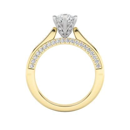 1.25Cttw Pear Shaped Lab Grown Diamond (F/VS) Tulip Motif Accented Engagement Ring in 14K Gold
