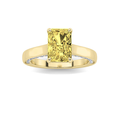 2Cttw Radiant Shaped Lab Grown Diamond (F/VS) Accented Bridge Shank Engagement Ring in 14K Gold