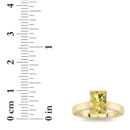 2Cttw Radiant Shaped Lab Grown Diamond (F/VS) Accented Bridge Shank Engagement Ring in 14K Gold