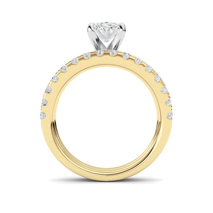 2Cttw Oval Shaped Lab Grown Diamond (F/VVS) Classic Accented  Set With Band and Engagement Ring in 14K Gold