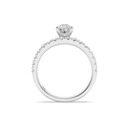 2Cttw Pear Shaped Lab Grown Diamond (F/VS) ClassicAccented  Set With Band and Engagement Ring in 14K Gold