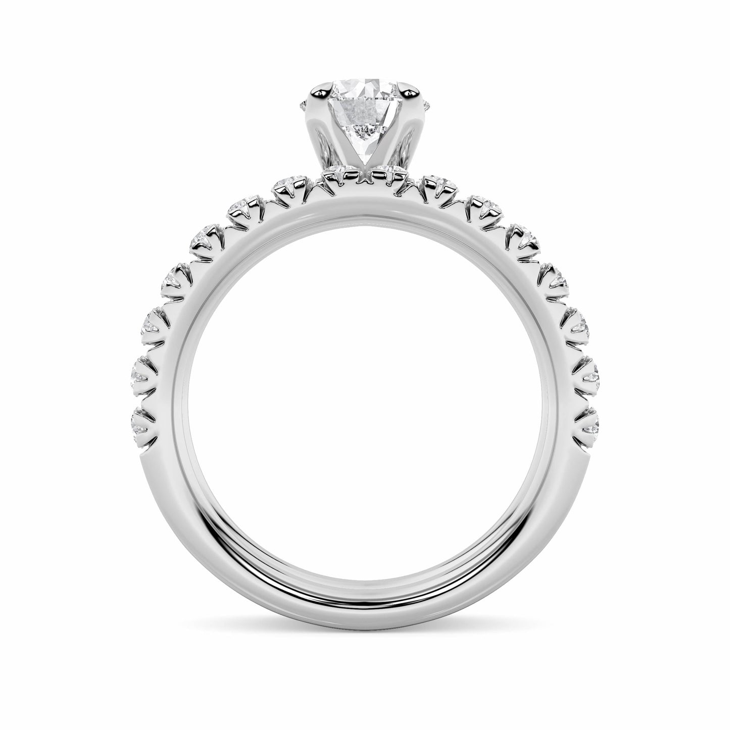 2Cttw Round Shaped Lab Grown Diamond (F/VS) Classic Accented Set With Band and Engagement Ring in 14K Gold