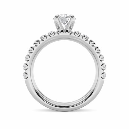 2Cttw Round Shaped Lab Grown Diamond (F/VS) Classic Accented Set With Band and Engagement Ring in 14K Gold