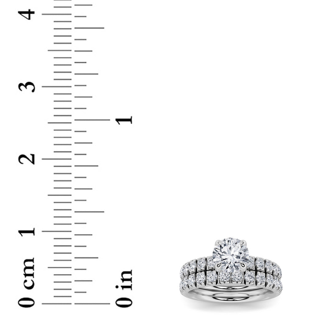 2Cttw Round Shaped Lab Grown Diamond (F/VS) Classic Accented Set With Band and Engagement Ring in 14K Gold