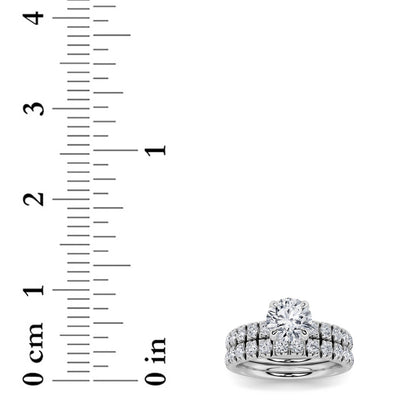 2Cttw Round Shaped Lab Grown Diamond (F/VS) Classic Accented Set With Band and Engagement Ring in 14K Gold