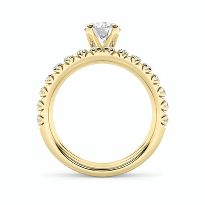 2Cttw Round Shaped Lab Grown Diamond (F/VS) Classic Accented Set With Band and Engagement Ring in 14K Gold
