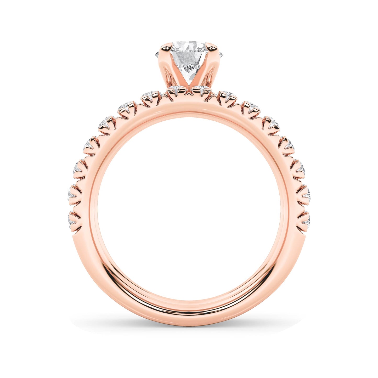 2Cttw Round Shaped Lab Grown Diamond (F/VS) Classic Accented Set With Band and Engagement Ring in 14K Gold