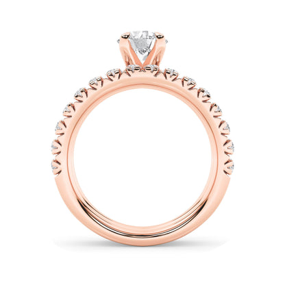 2Cttw Round Shaped Lab Grown Diamond (F/VS) Classic Accented Set With Band and Engagement Ring in 14K Gold