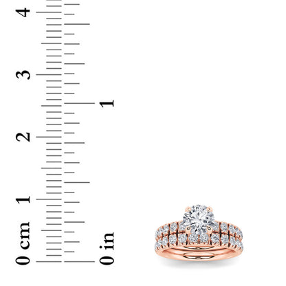 2Cttw Round Shaped Lab Grown Diamond (F/VS) Classic Accented Set With Band and Engagement Ring in 14K Gold