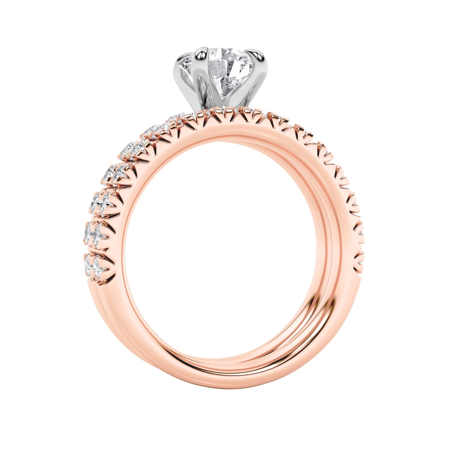 2Cttw Round Shaped Lab Grown Diamond (F/VS) Classic Accented Set With Band and Engagement Ring in 14K Gold